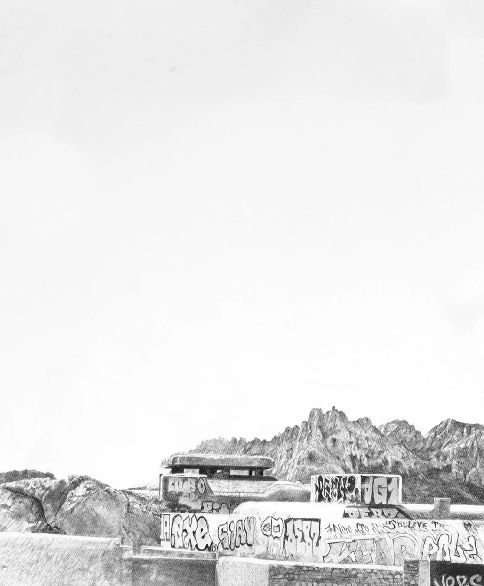 L’escalette, 2024 — charcoal on paper
