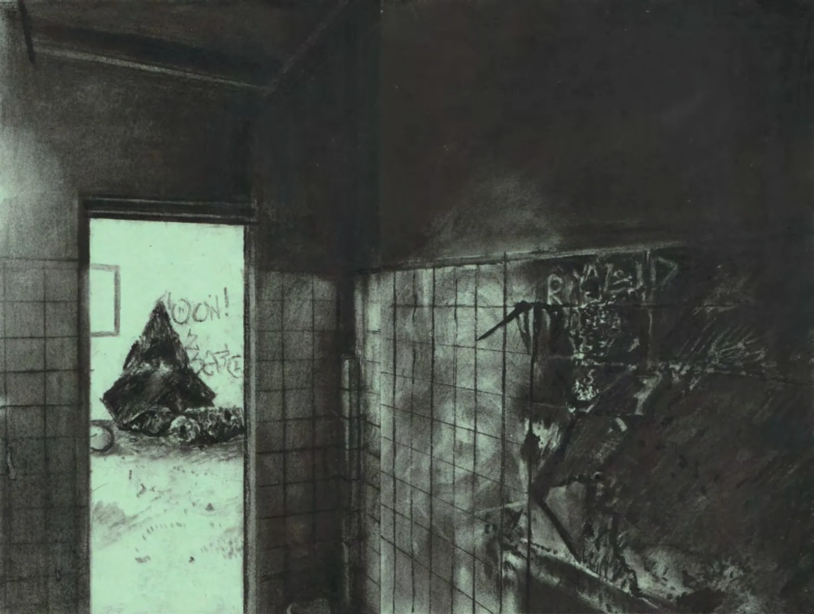 Dialogues intérieurs à la périphérie II, 2025 — charcoal on paper
