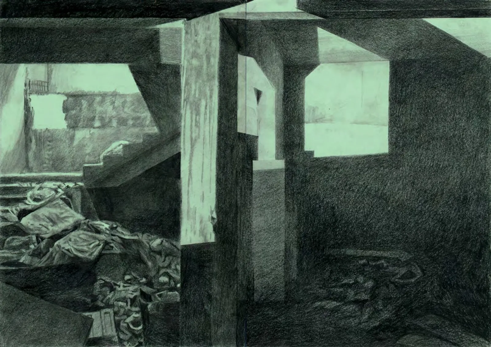 Dialogues intérieurs à la périphérie IV, 2025 — graphite on paper