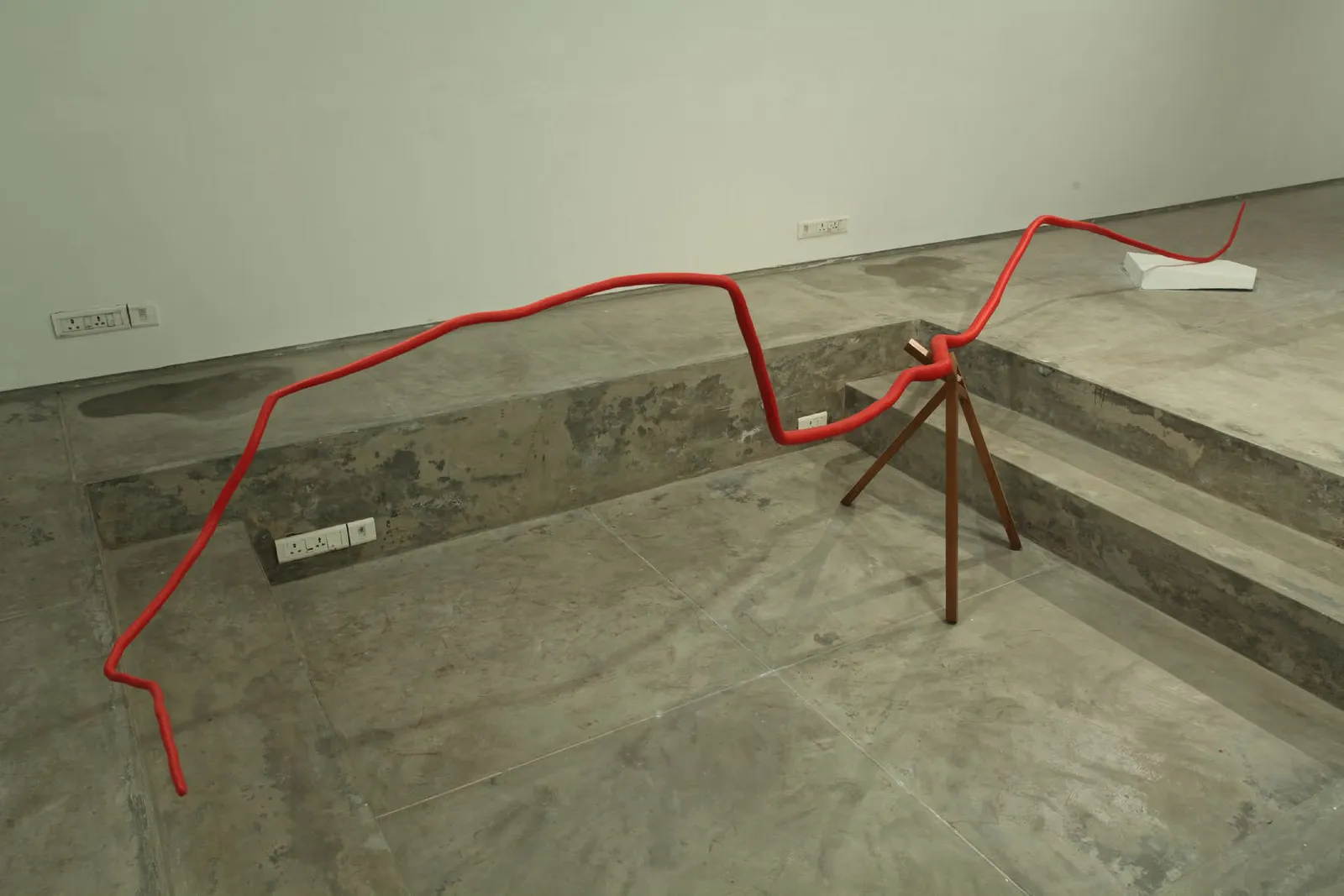 Under the Skin I, 2015 — wood and white cement, 18 × 5.6 ft