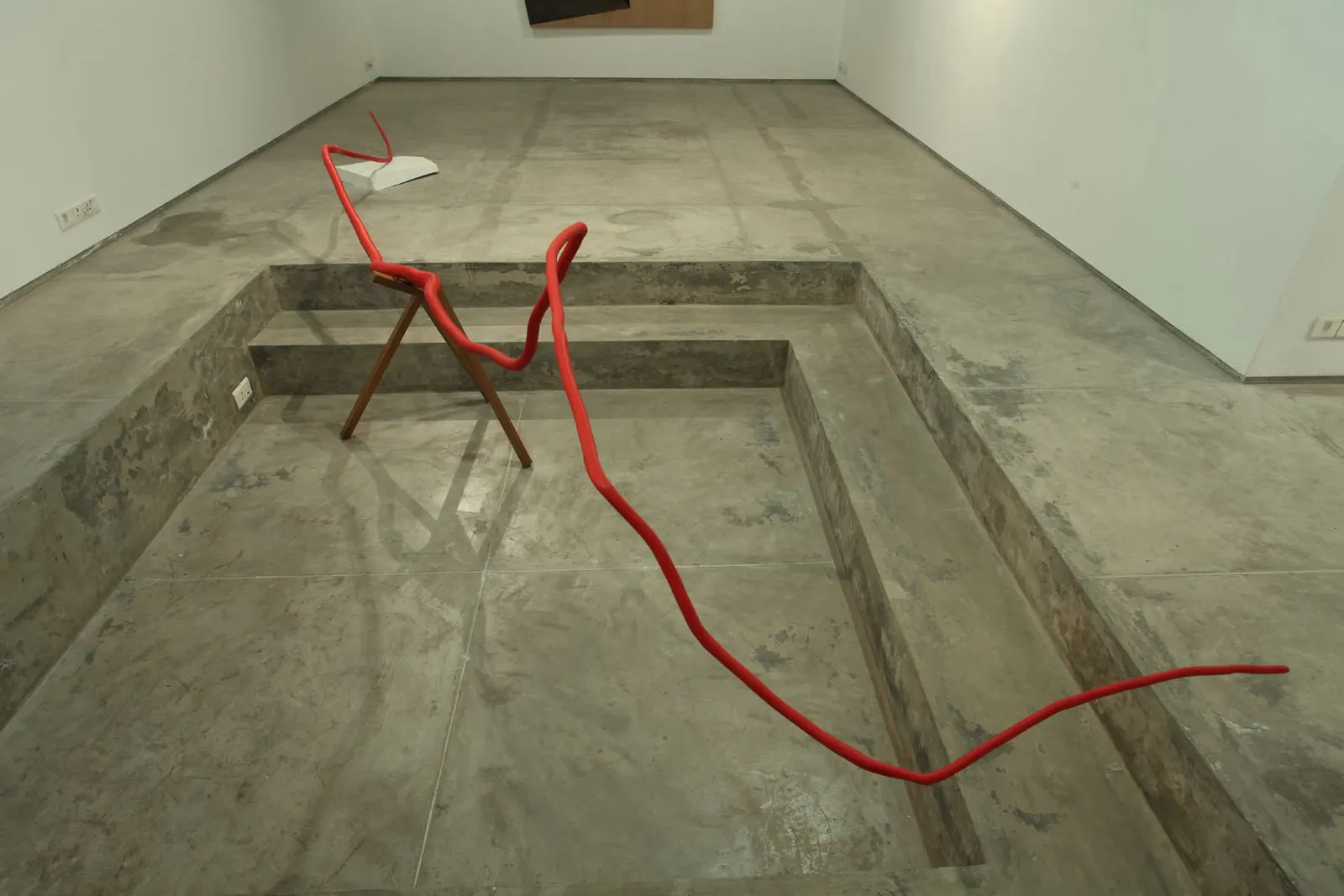 Under the Skin I, 2015 — wood and white cement, 18 × 5.6 ft