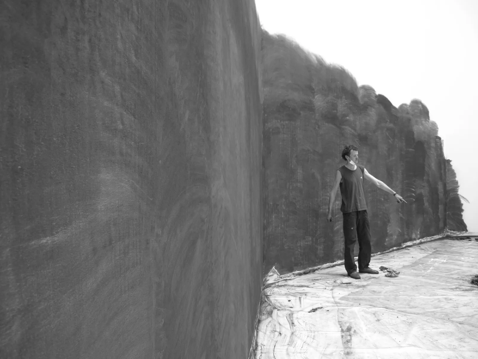 Every Cloud Has a Silver Lining, 2010 — charcoal wall drawing, 1500 × 540 cm