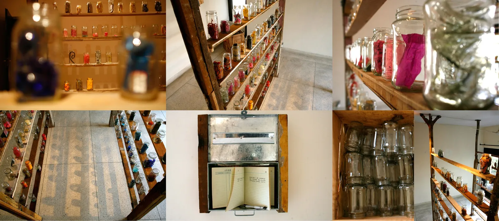 Odds and Ends, 2012 — found objects and coloured jars