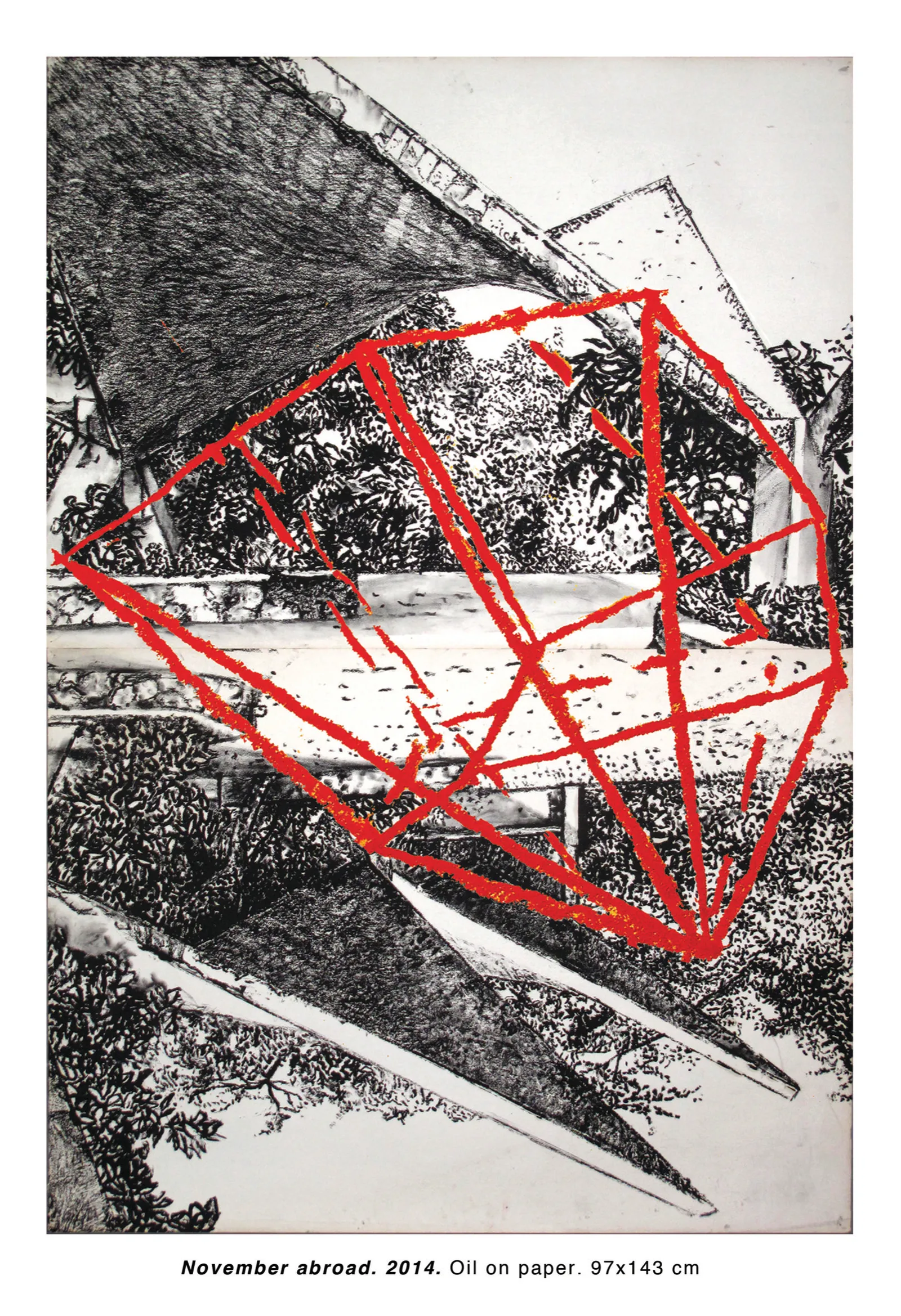 November Abroad — oil and charcoal on paper and board