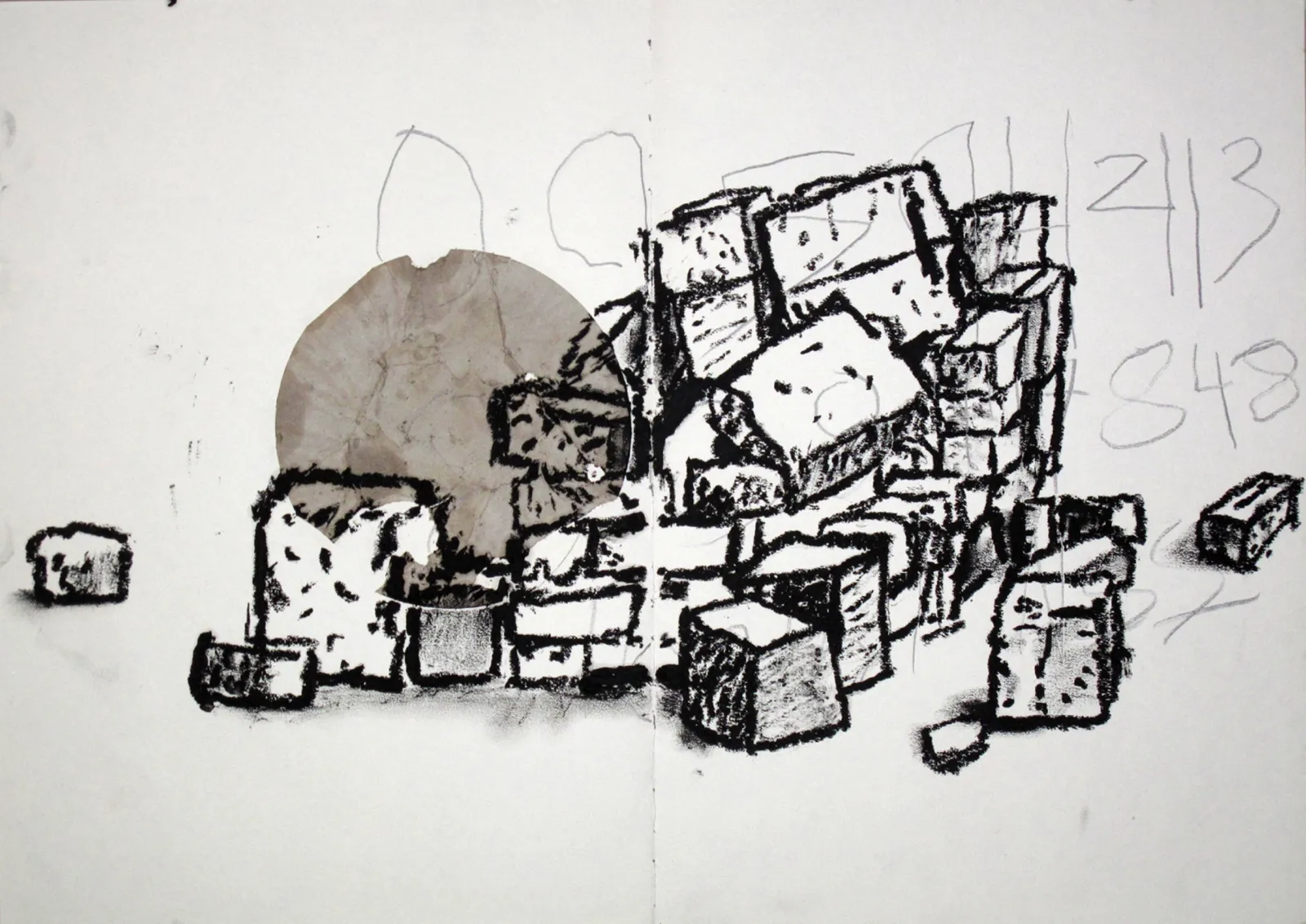 Reset, 2015 — charcoal on paper