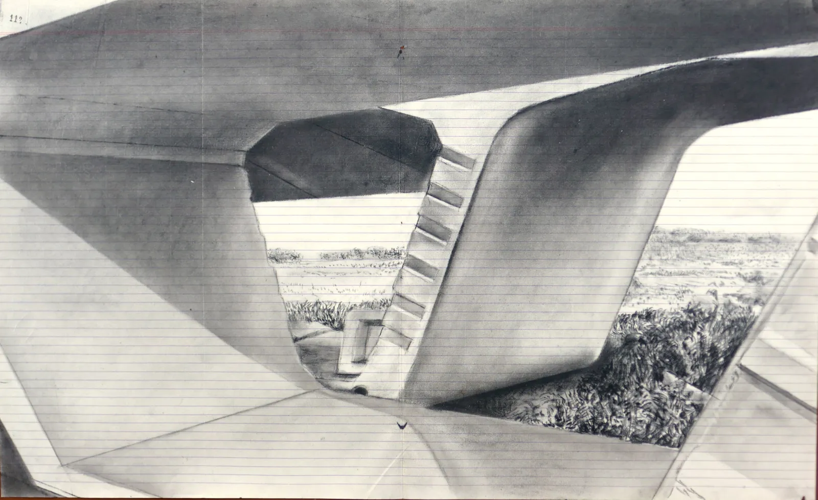 Espèce d'espace 4, 2018 — charcoal on paper, 115 × 122 cm