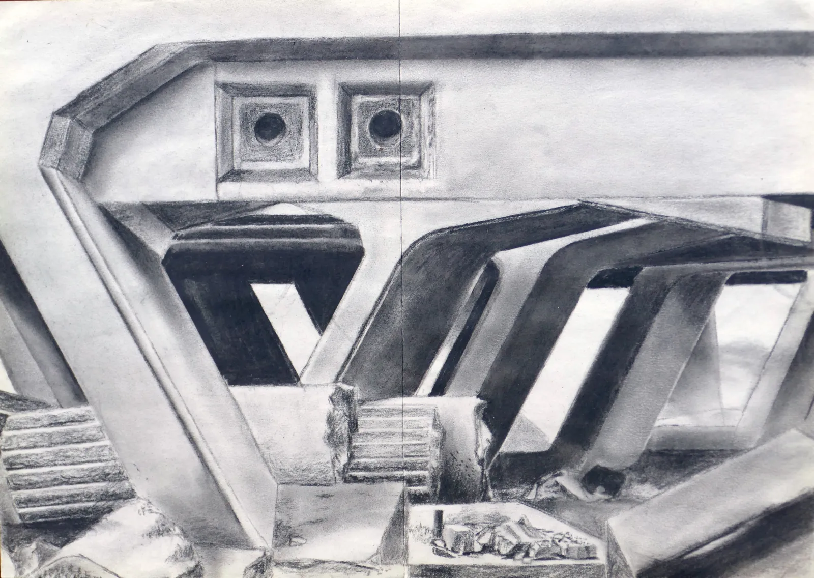 Espèce d'espace 1, 2018 — charcoal on paper, 29.7 × 42 cm