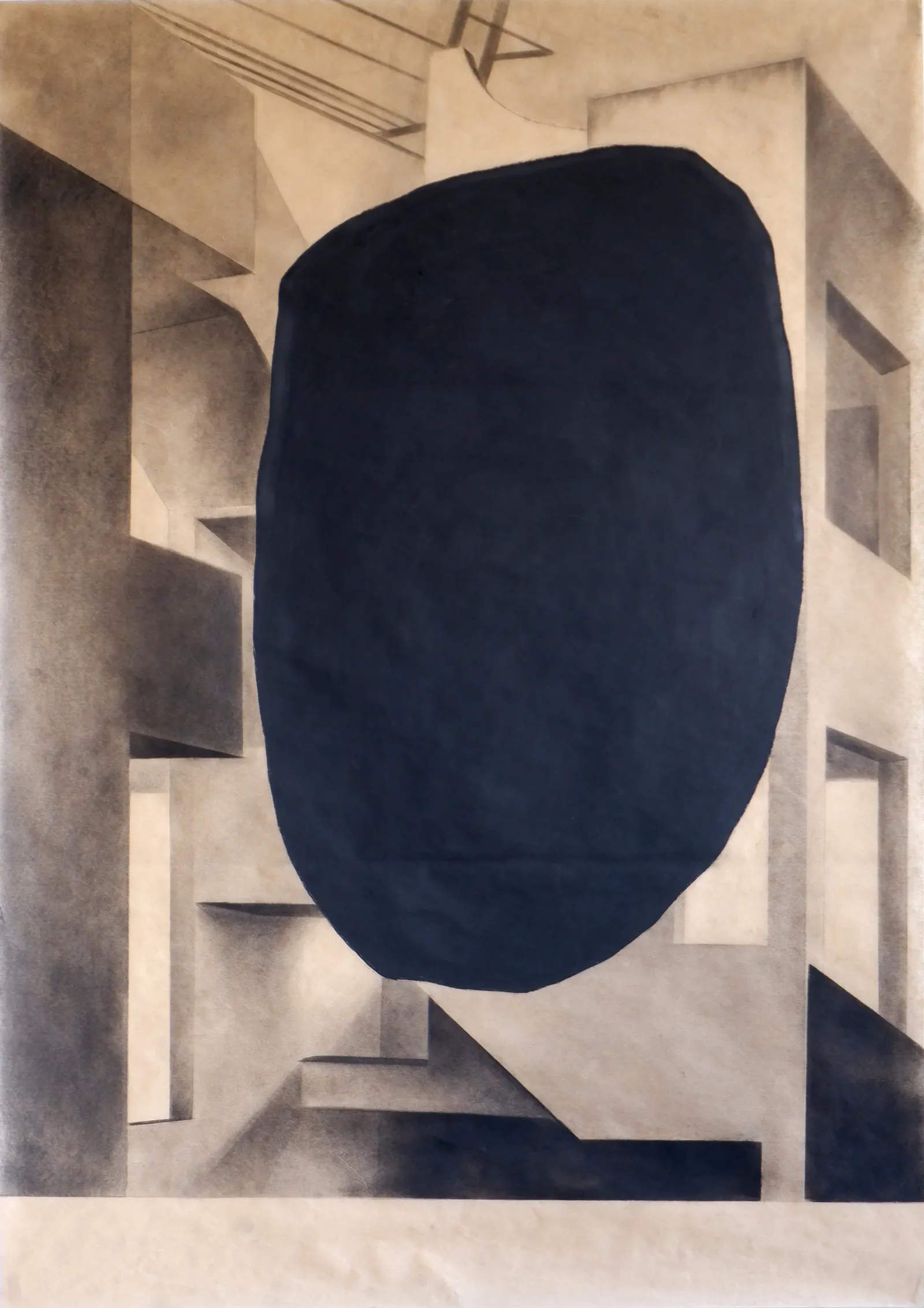 Fields and Tunnels, 2018 — charcoal on paper