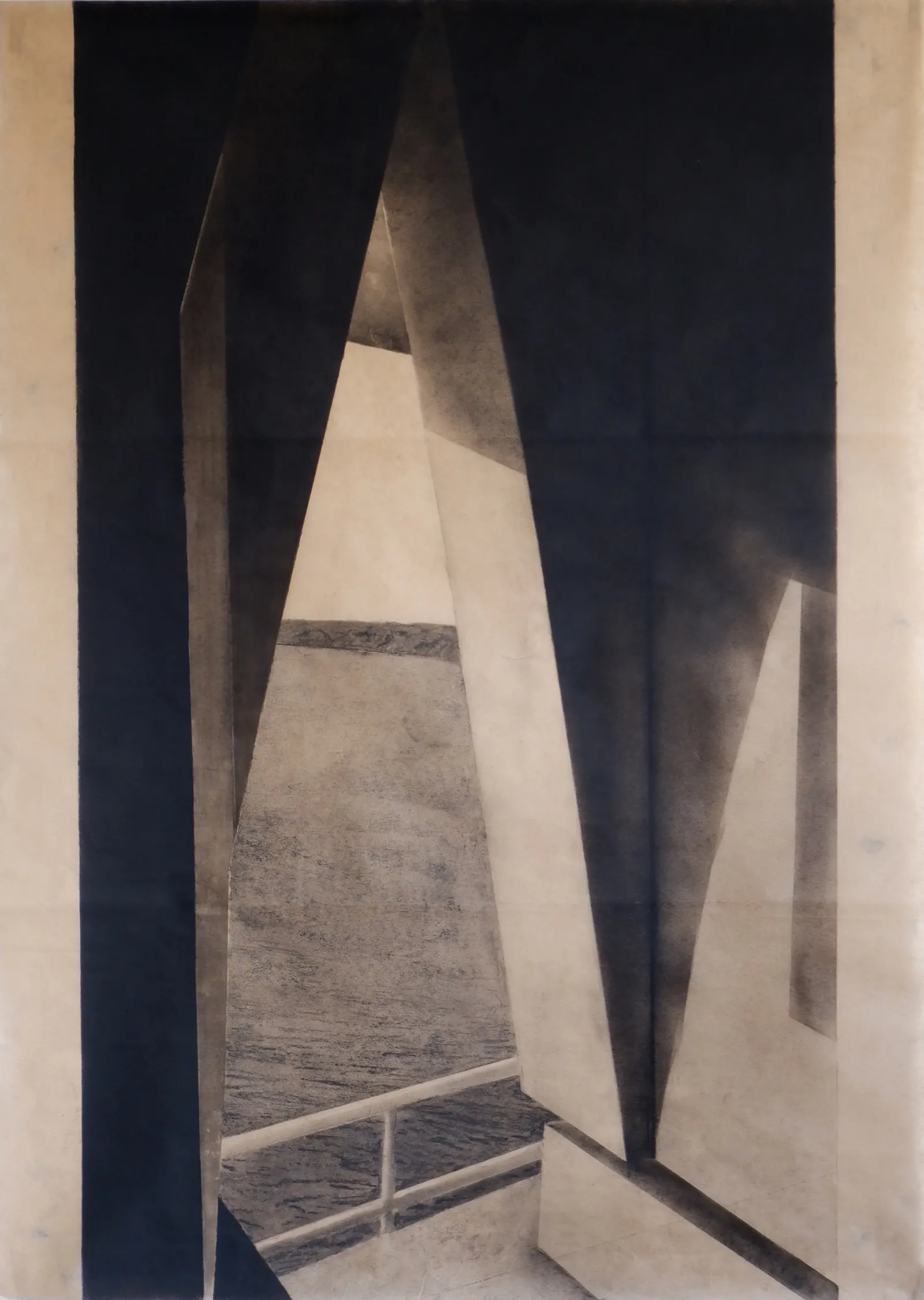 Fields and Tunnels, 2018 — charcoal on paper