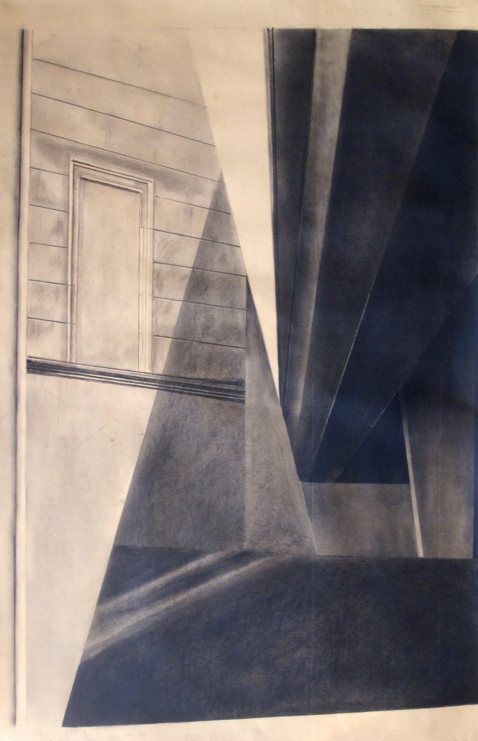 Fields and Tunnels, 2018 — charcoal on paper, 92 × 69 cm