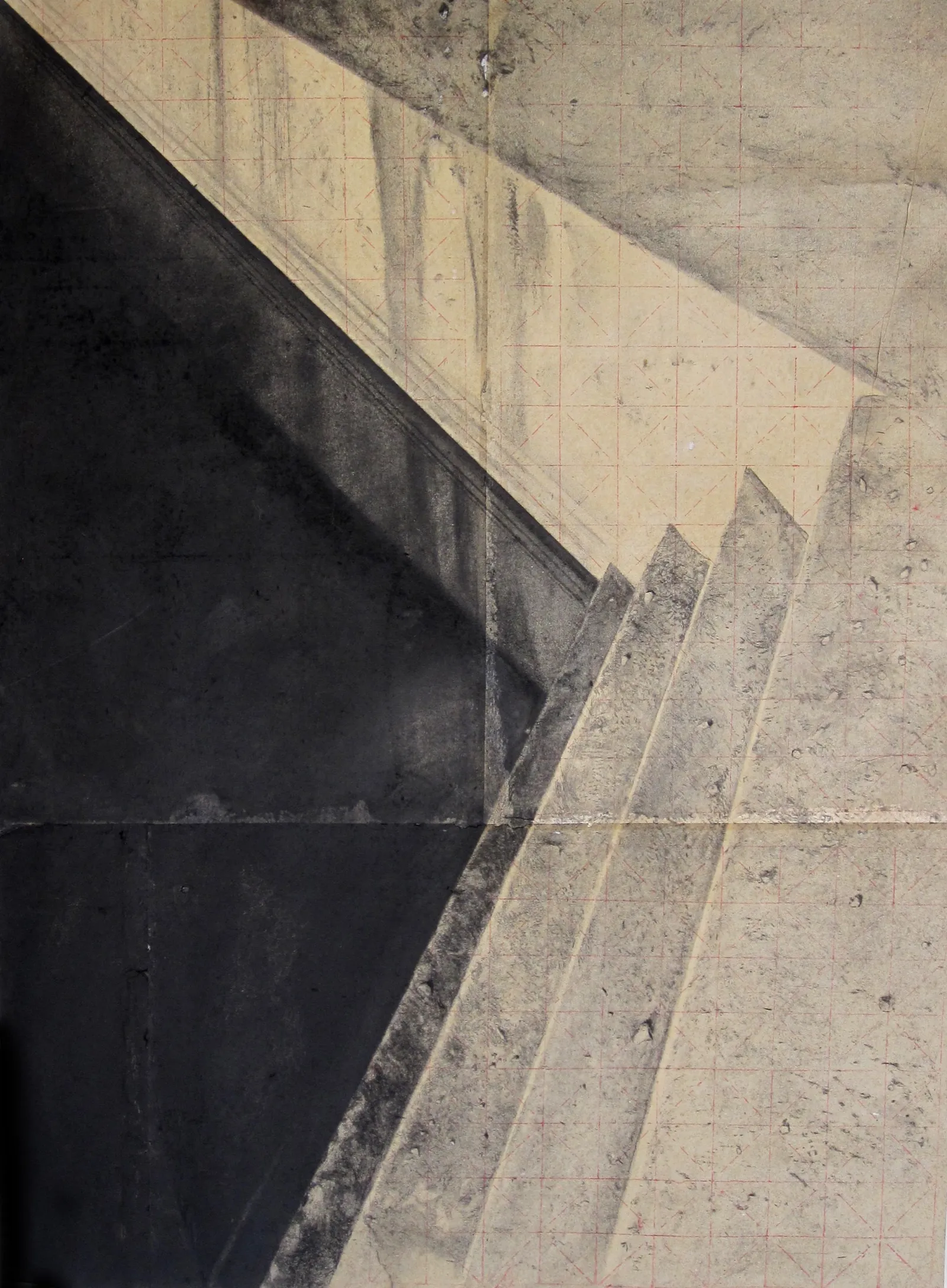Fields and Tunnels, 2018 — charcoal on paper, 104 × 76.5 cm