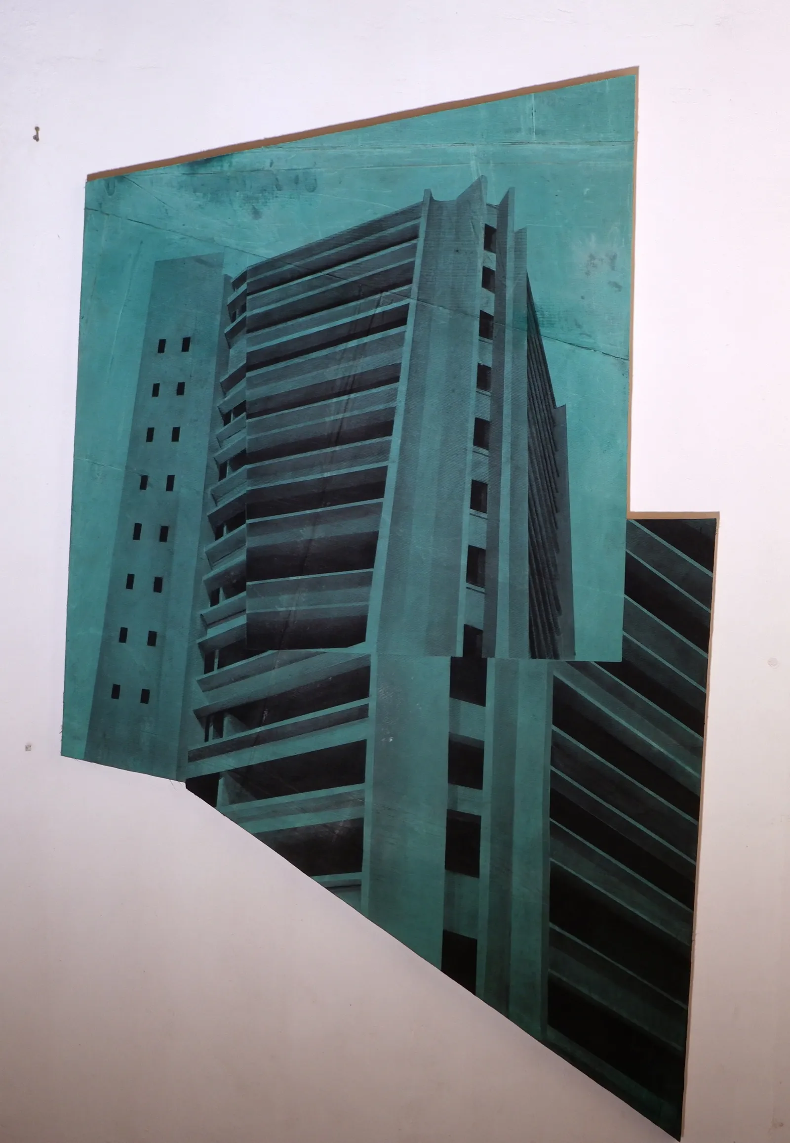 Barakhamba Road, 2023 — charcoal on paper, 206 × 122 cm