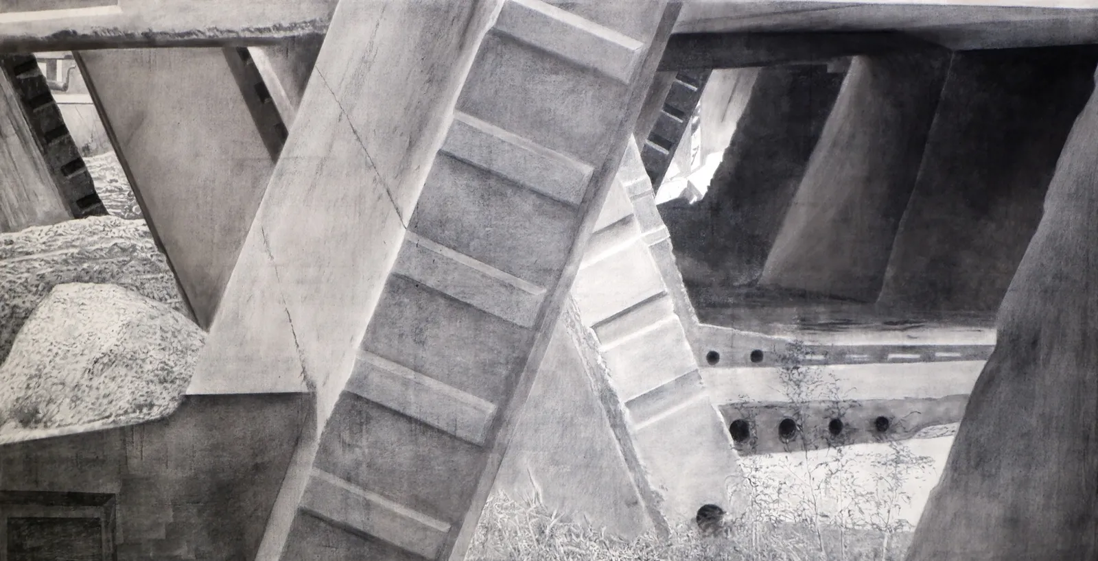 Untitled, 2023 — ink and charcoal on paper, 125 × 244 cm
