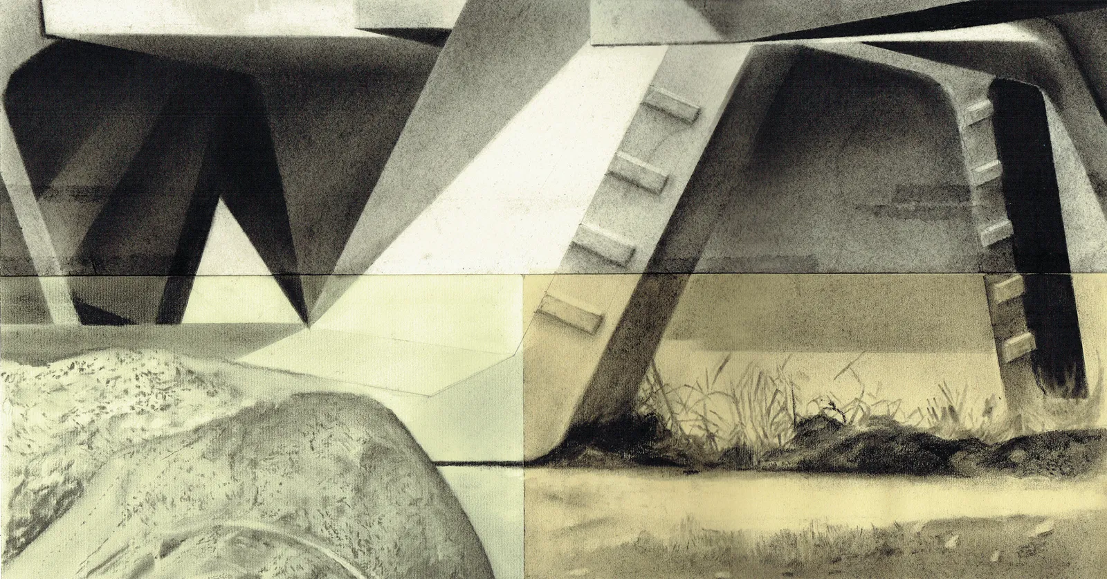 Untitled, 2023 — ink and charcoal on paper, 29 × 55.5 cm