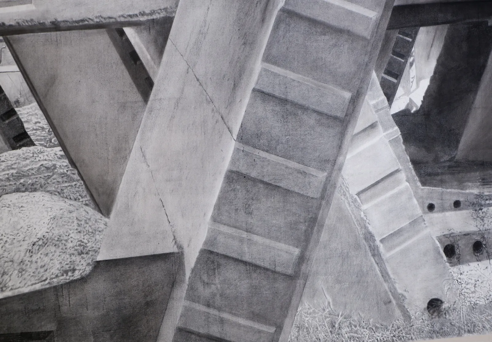 Eyes of the Skin, 2023 — ink and charcoal on paper (detail)