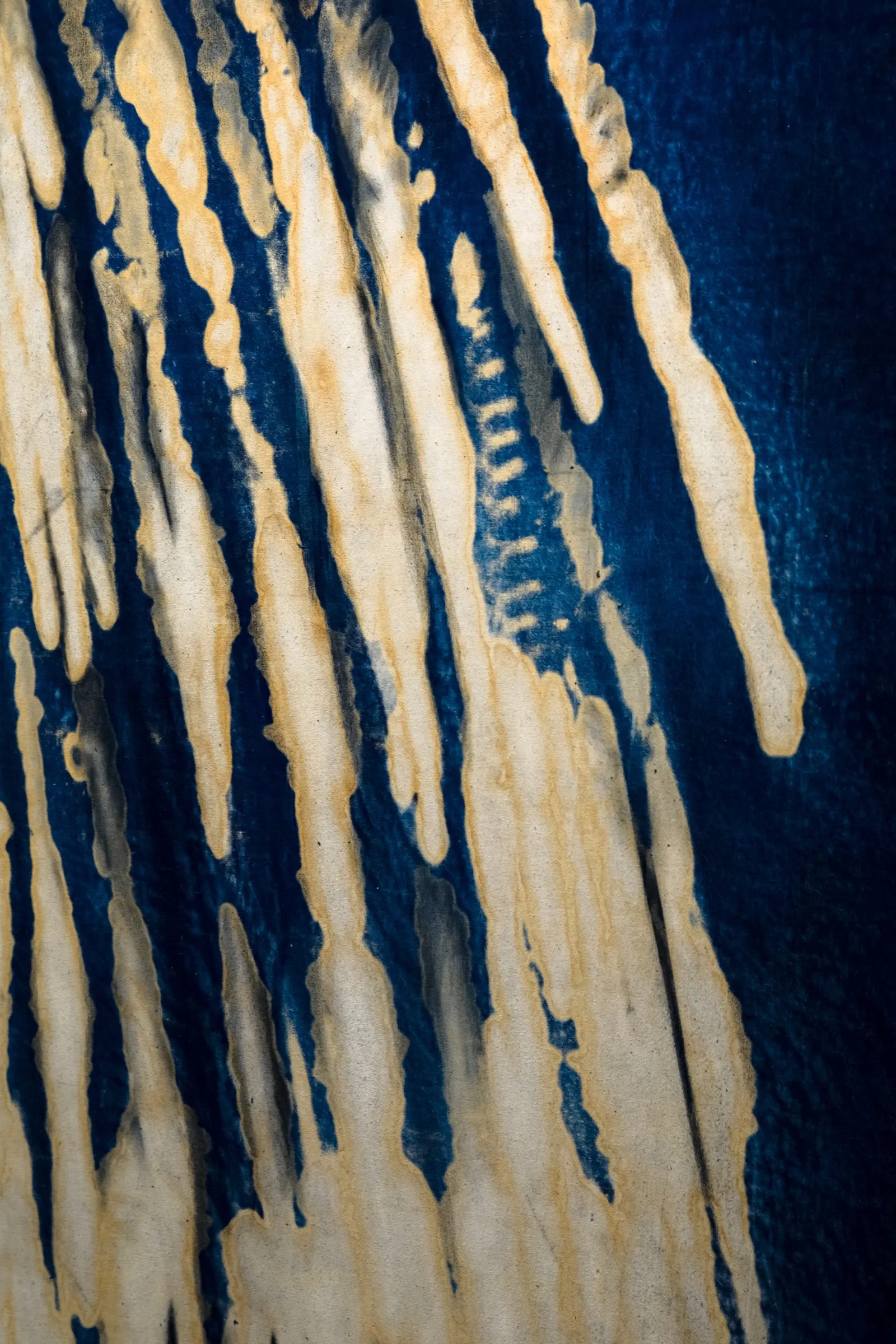 Dark Was the Night, 2023 — charcoal and dust on dyed cloth (detail)