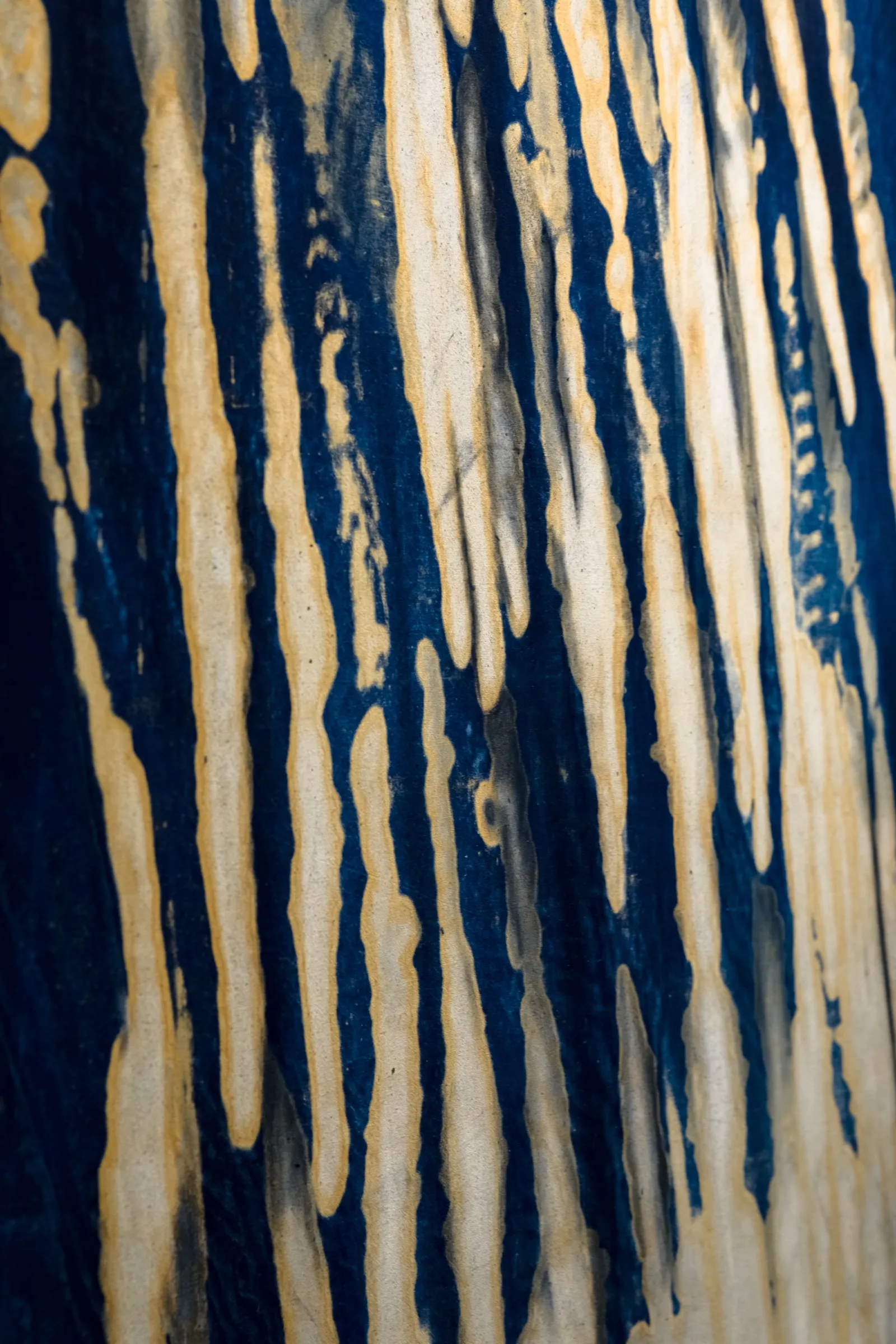 Dark Was the Night, 2023 — charcoal and dust on dyed cloth (detail)