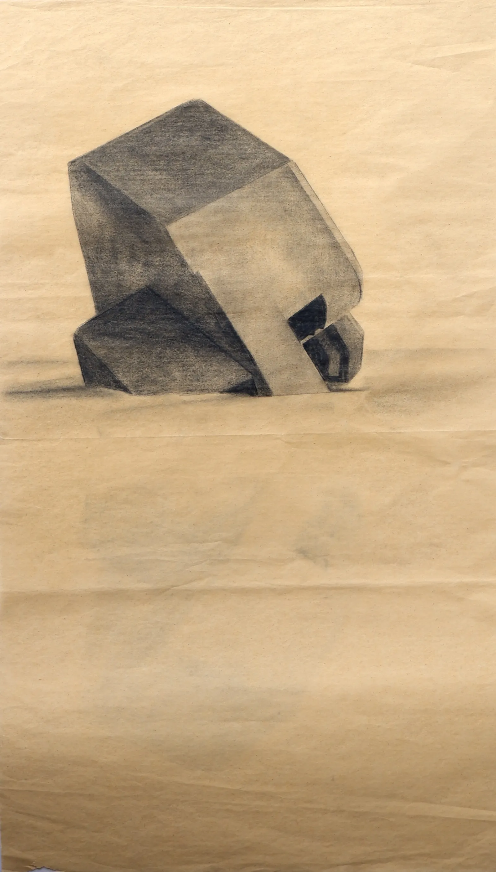 Bunker Archeology — charcoal, ink wash and white chalk on aged paper