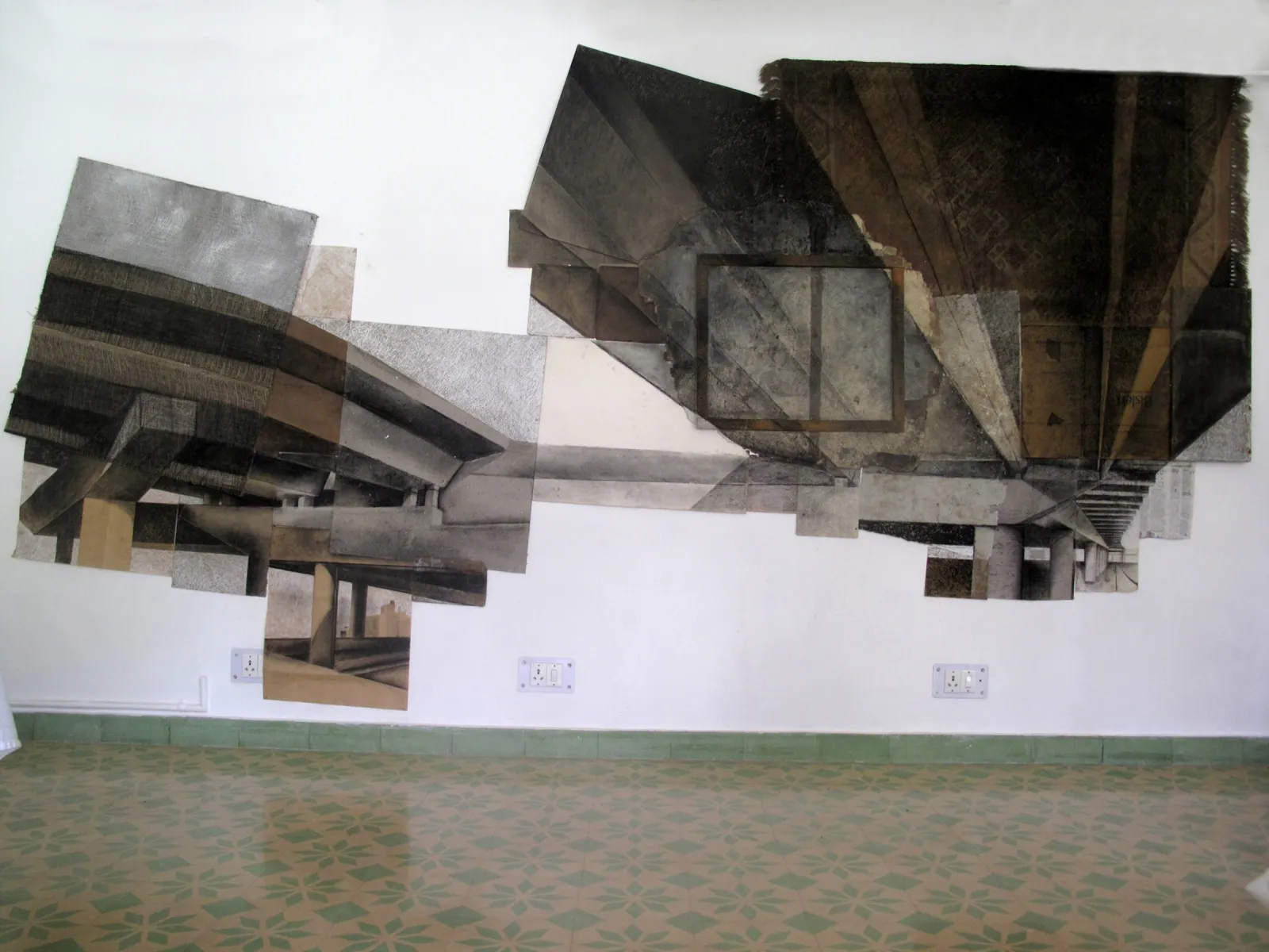 Split, 2012 — paper frottage and collage