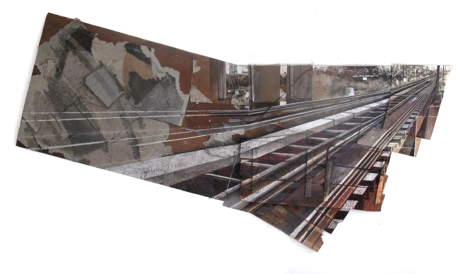 Nizamuddin, 2013 — collage, charcoal and pastel on paper, cardboard, wood and metal