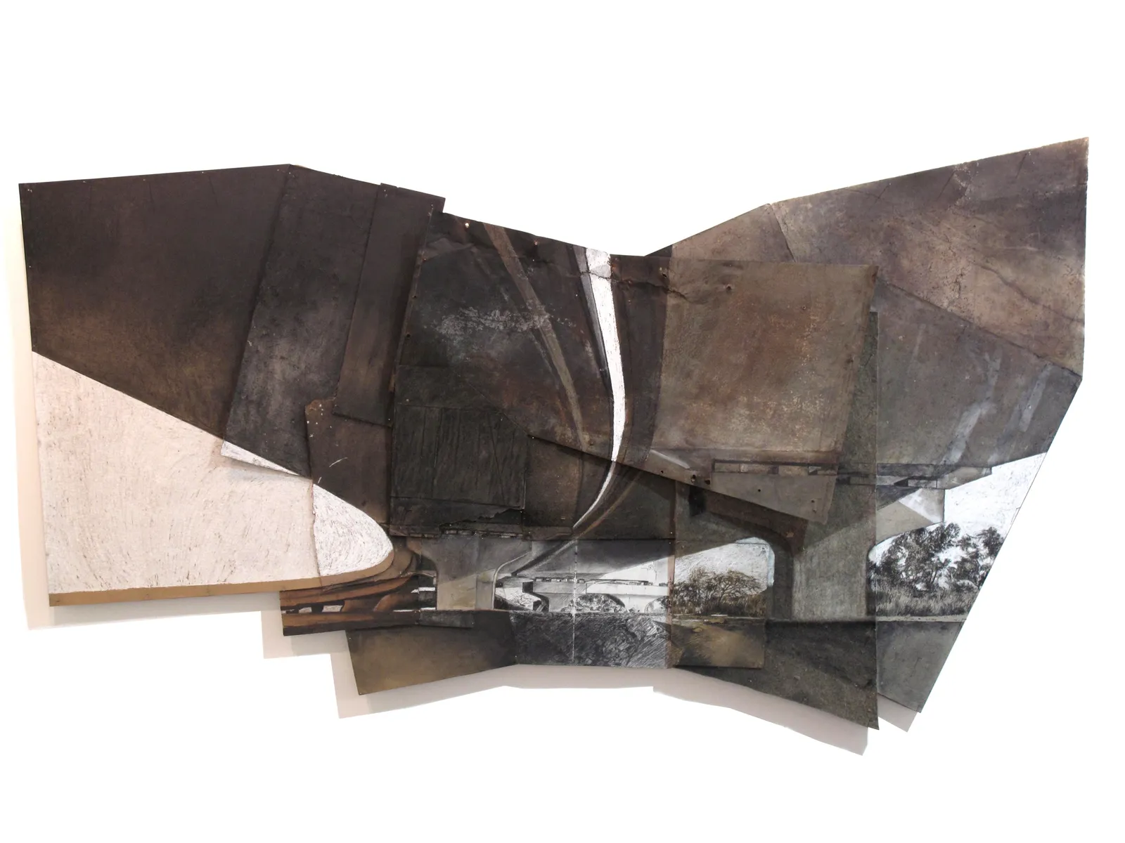 Small pieces resurrected, 2013 — collage, charcoal and pastel on paper, cardboard, wood and metal
