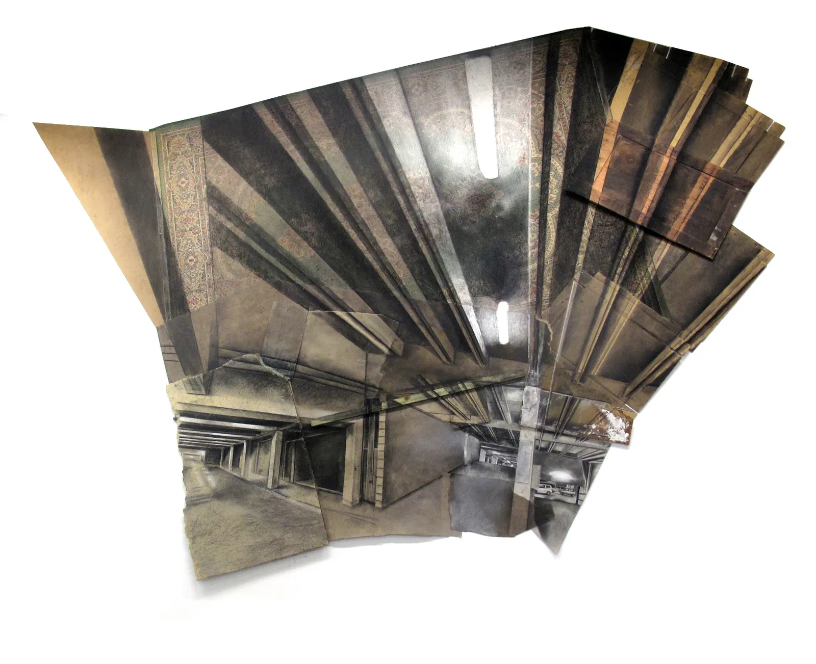 Sweet corners, 2013 — collage, charcoal and pastel on paper, cardboard, wood and metal
