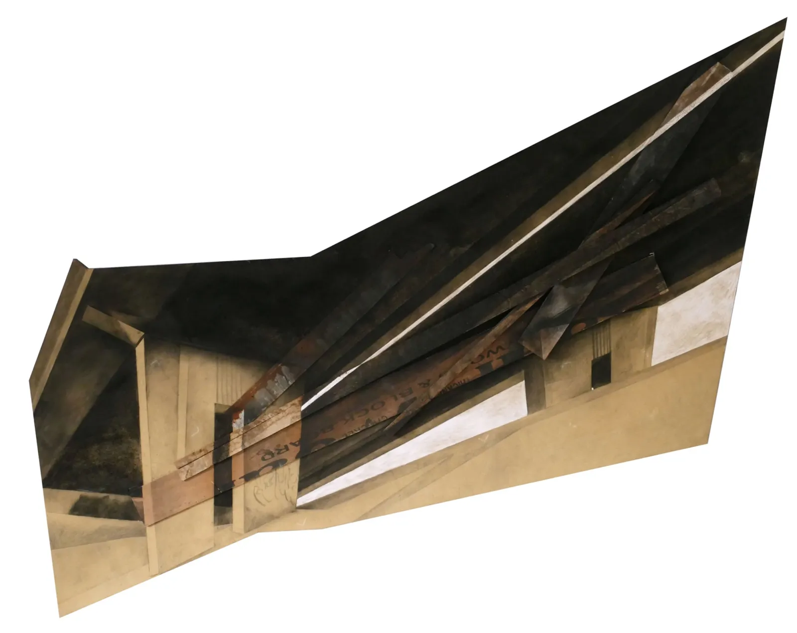 Blacked out, 2013 — collage, charcoal and pastel on paper, cardboard, wood and metal