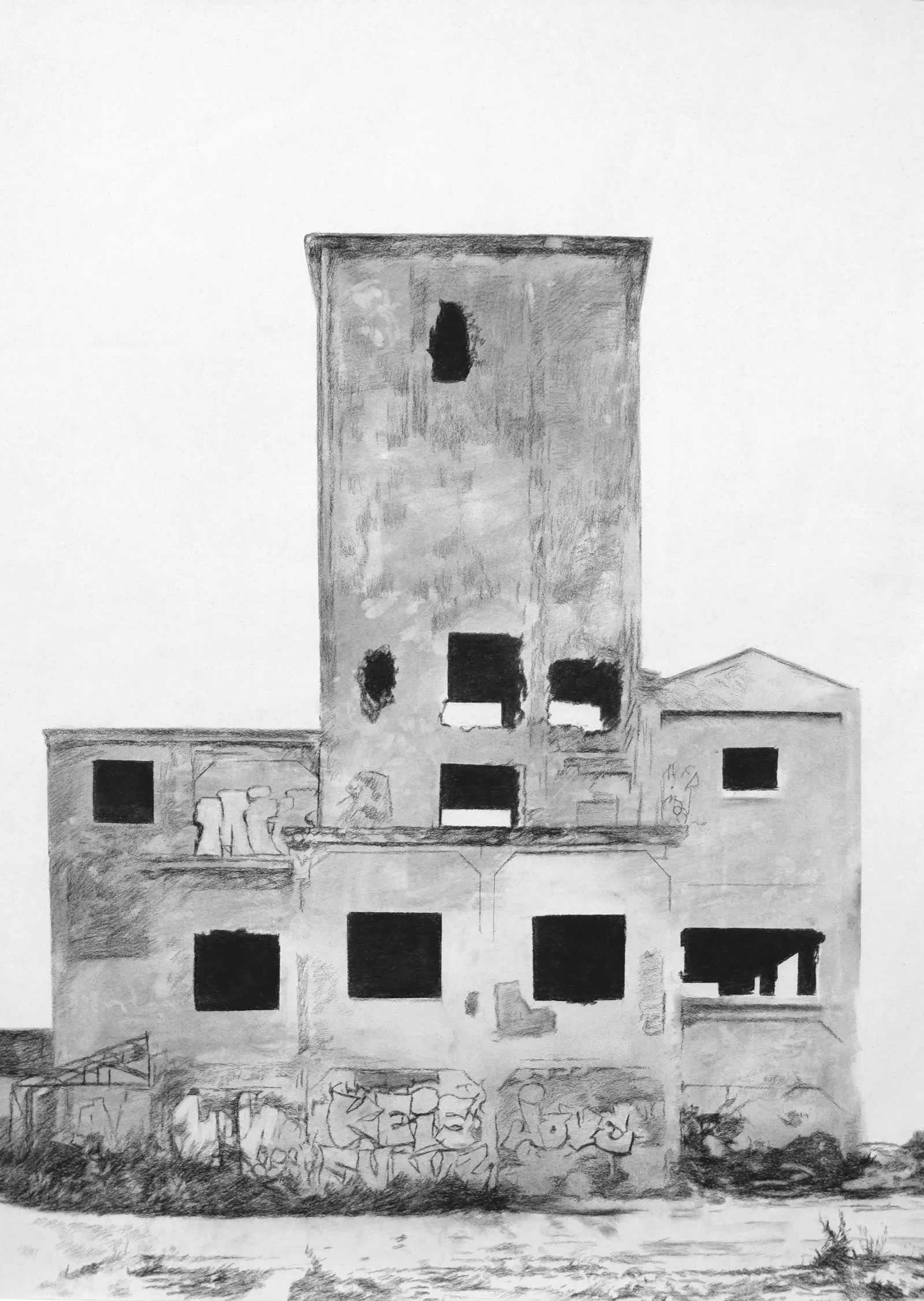 Shift, 2025 — charcoal on paper