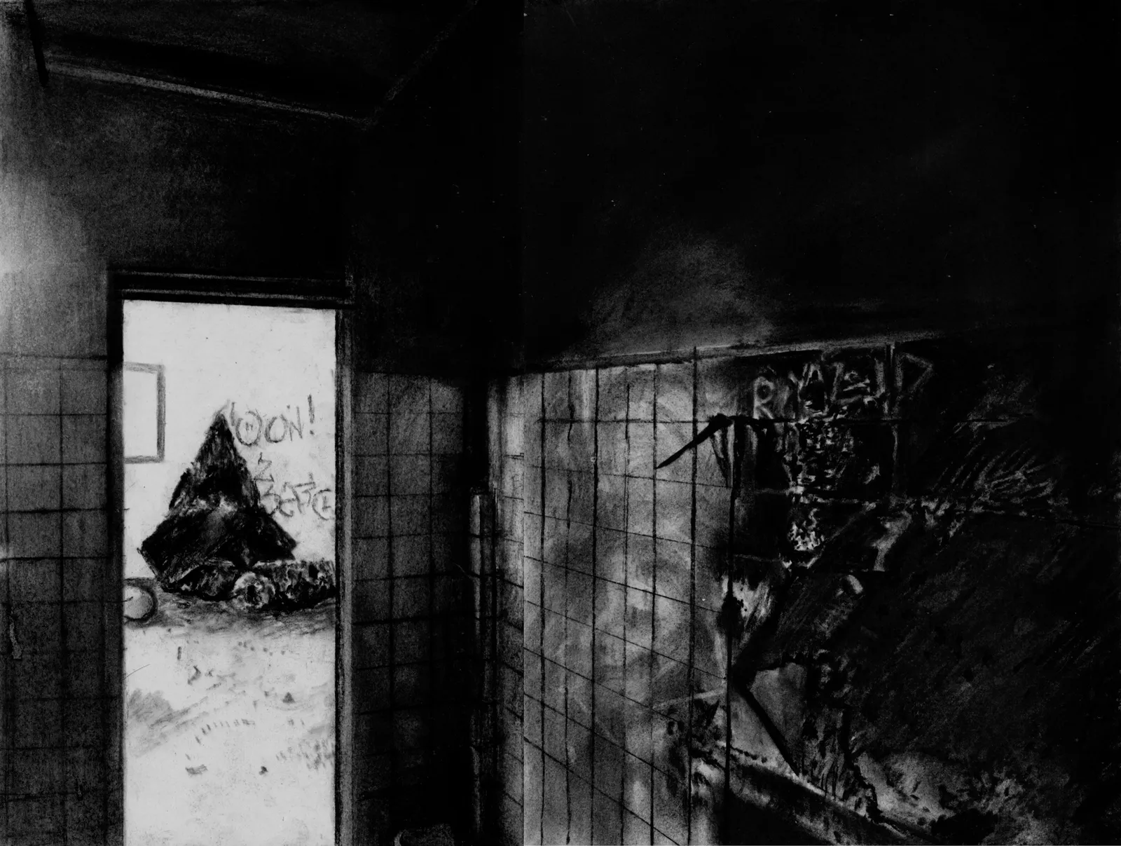 Shift, 2025 — charcoal on paper