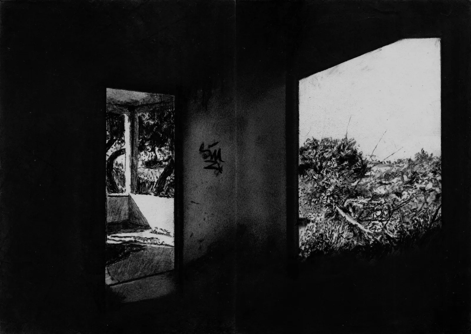 Shift, 2025 — charcoal on paper