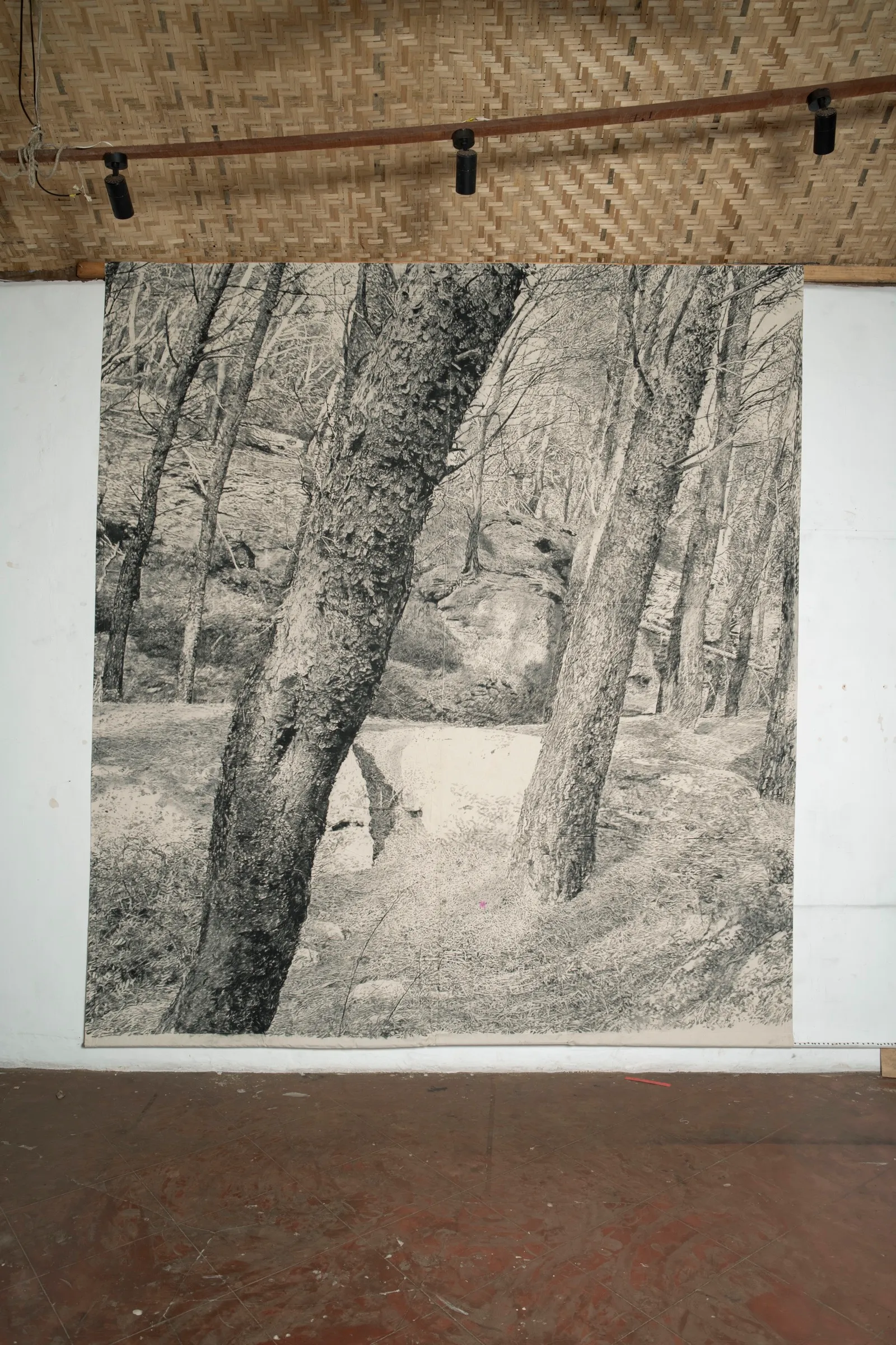 The Edge of Memory, 2026 — charcoal on paper