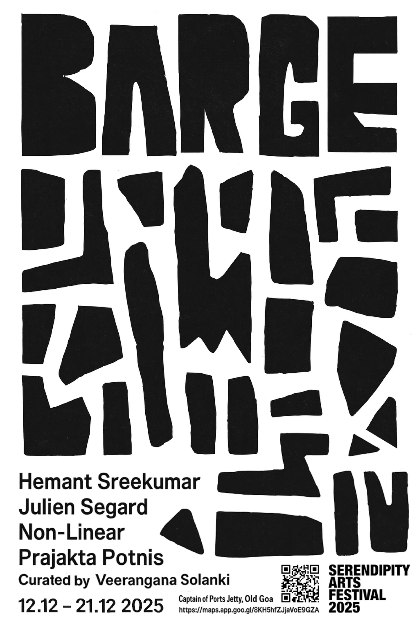 The Barge — exhibition poster, Serendipity Arts Festival, Old Goa, 2025
