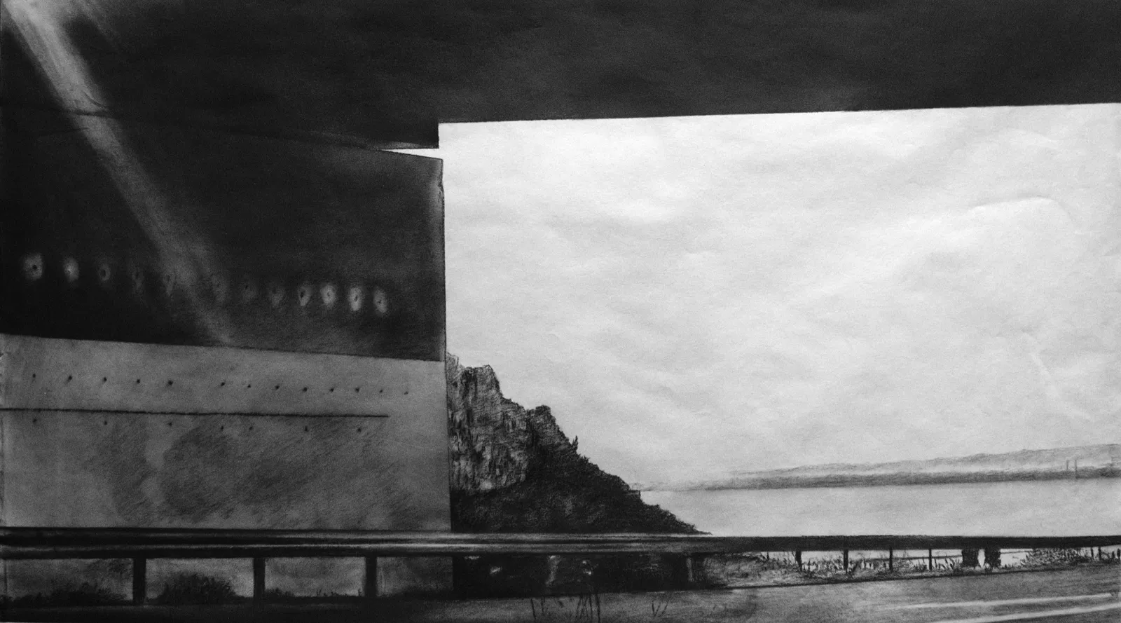 The Barge, 2025 — charcoal on paper