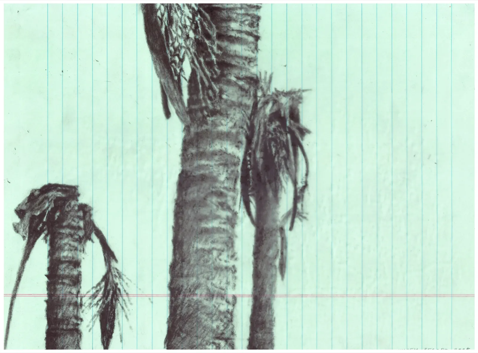 The Barge, 2025 — charcoal on paper, 20.7 × 30 cm