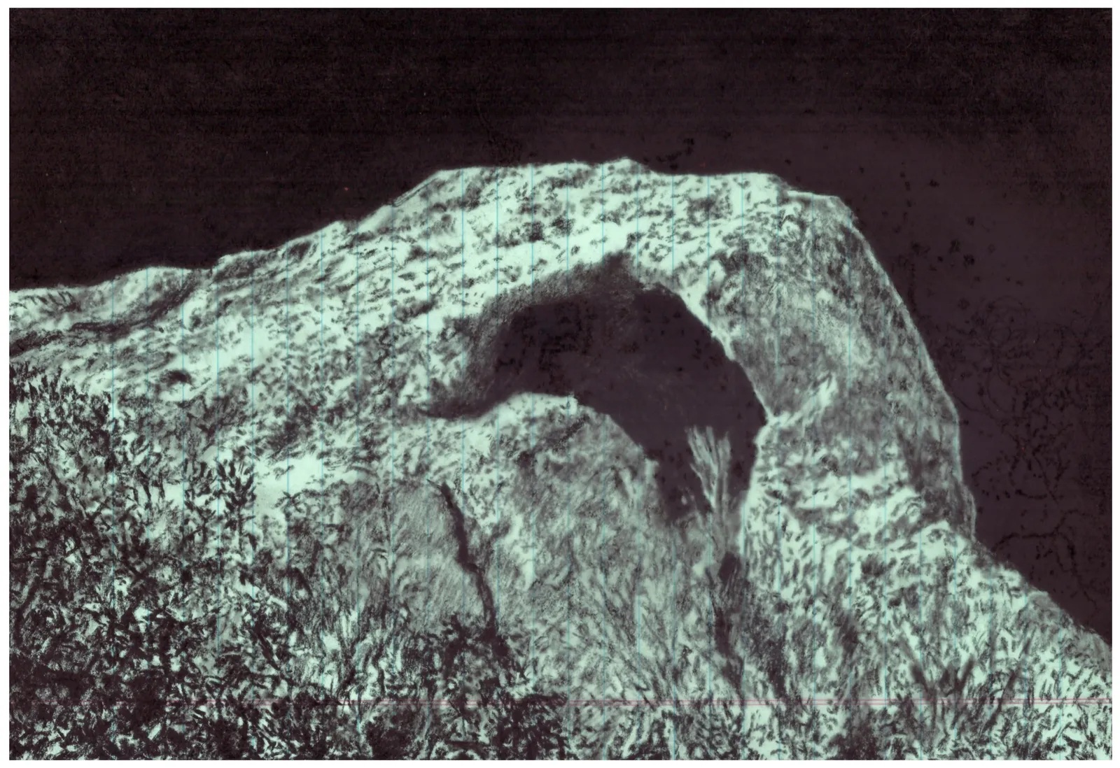 The Barge, 2025 — charcoal on paper, 19.2 × 30.3 cm
